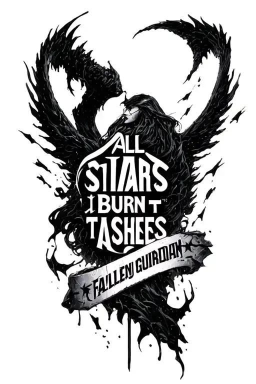 "All stars burn ti ashes" the witness destiny 2 fallen by guardian tattoo design idea
