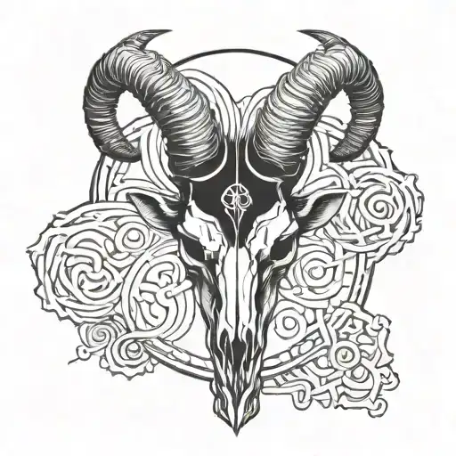 satanic ram skull tattoo design idea