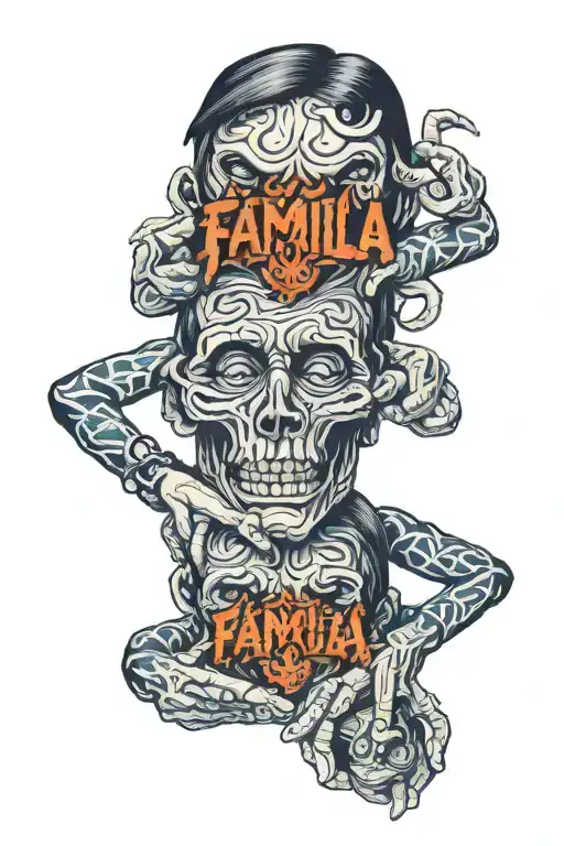 familia over everything, not afraid, hear no evil see no evil speak no el evil tattoo design idea
