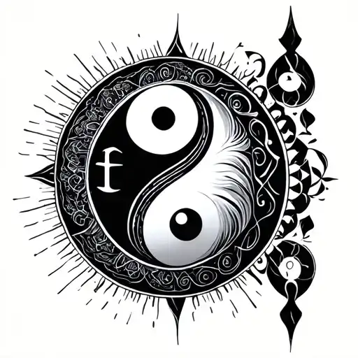 Vertical tattooSpiritual & Cultural Symbols (Faith, Belief, Identity)Yin-Yang (balance)Eye of Horus (protection) tattoo design idea