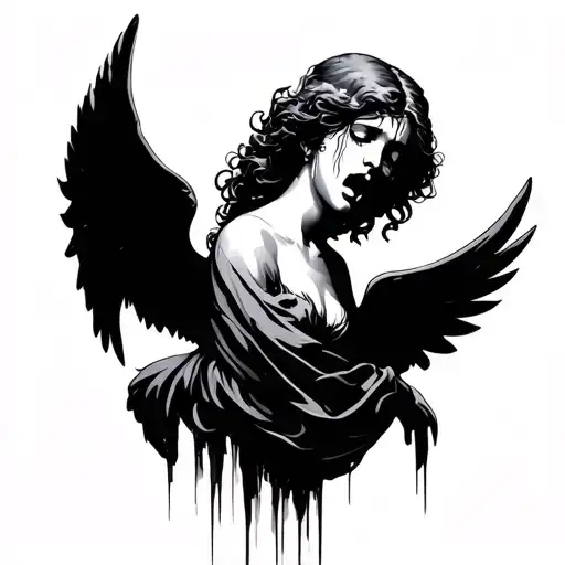 crying angel tattoo design idea