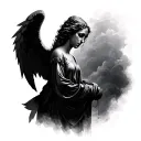 crying angel tattoo design idea