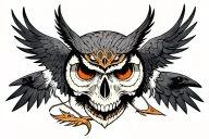 owl skull raven Throat tattoo design idea