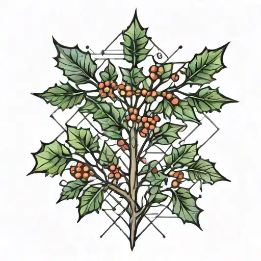 Holly tree growing tattoo design idea