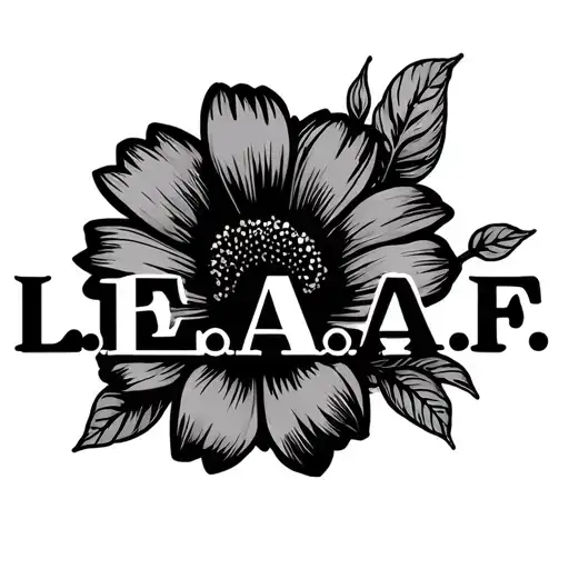 "L.E.A.A.F" kids initial L E A A F in flower for fore arm tattoo design idea