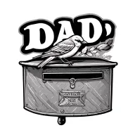 "Dad" A canaries bird on top of a royal mail post box tattoo design idea
