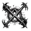 warlock symbol blended tattoo design idea