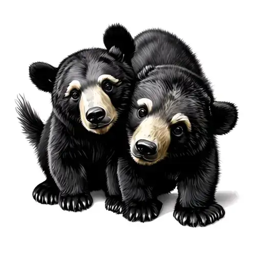 2 bear cubs looking tattoo design idea
