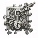 lock and key puzzle pieces tattoo design idea