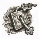 lock and key puzzle pieces tattoo design idea