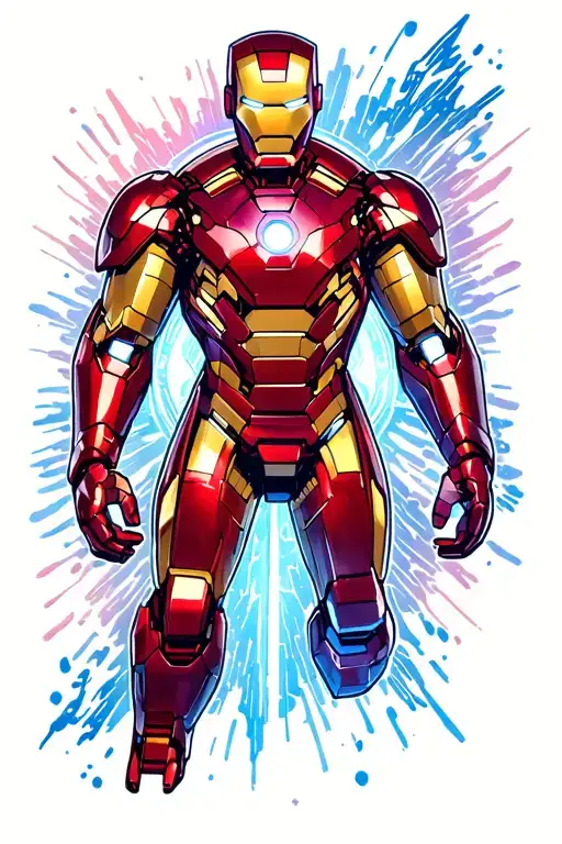 ironman, glowing, arc reactor mixed tattoo design idea