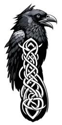 Celtic runic script with raven on top tattoo design idea