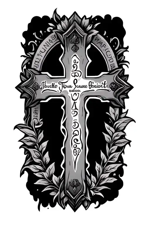  cross with proverbs 24:16 around it tattoo design idea