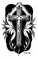  cross with proverbs 24:16 around it tattoo design idea