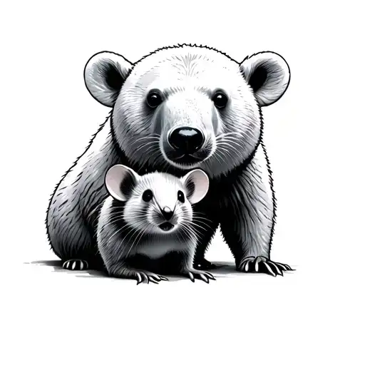 small mouse and a polar bear  tattoo design idea