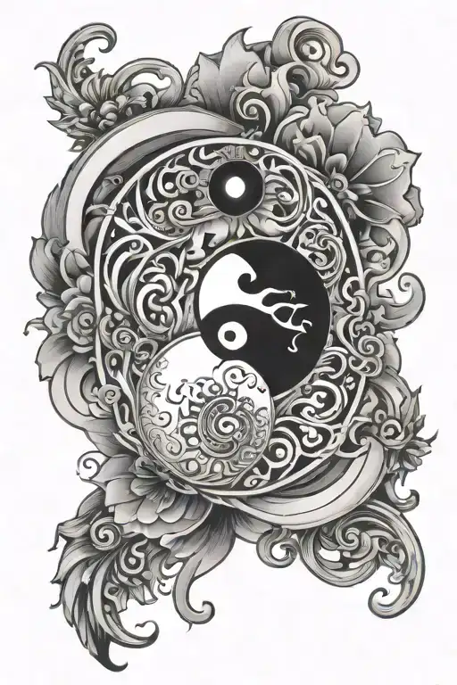 yin / yang, eternal life, ohm, breathe, love, joy, freedom, moon, sun, unlimited  tattoo design idea