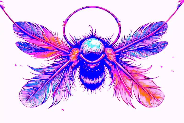 feather transforming into a fly fishing rod casting a line tattoo design idea