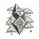 money diamonds with clouds tattoo design idea