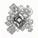 money diamonds with clouds tattoo design idea