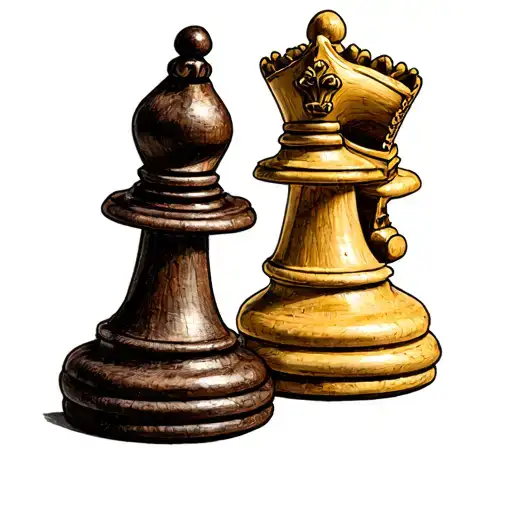king & queen chess pieces tattoo design idea