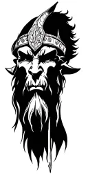 viking Demon Face outline tattoo design idea