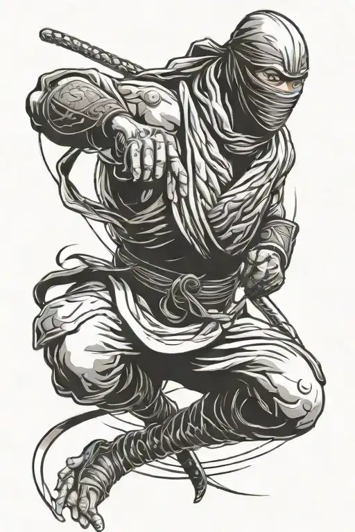 ninja with shurekin tattoo design idea