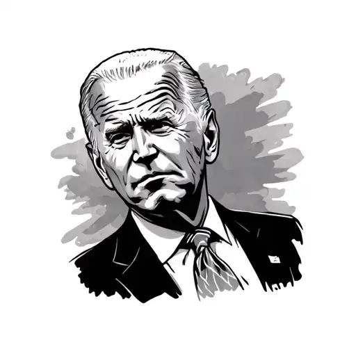 Joe Biden with a confused look gazing tattoo design idea