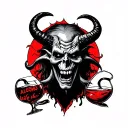 satan hell alcohol tattoo design idea