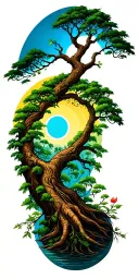 Create a mystical, esoteric theme. The Tree of Life should be the central and largest element. tattoo design idea