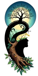 Create a mystical, esoteric theme. The Tree of Life should be the central and largest element. tattoo design idea