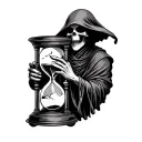 grim reaper holding a cracked hourglass tattoo design idea