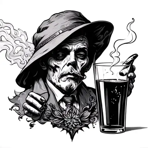 I wanted to give u heaven but stayed in hell smoking and drinking tattoo design idea