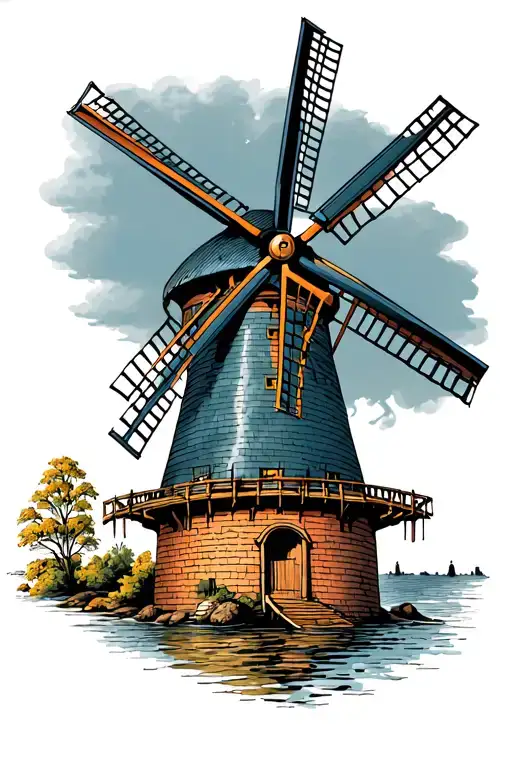 classic windmill dutch style tattoo tattoo design idea