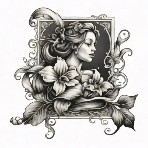 Aquarius water and viola moutains flowers water tattoo design idea