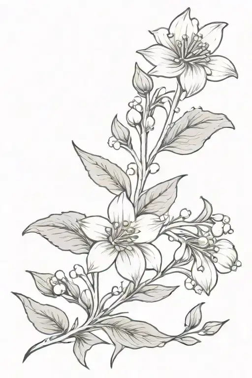 lily of the valley, daisy and aster flower tattoo design idea