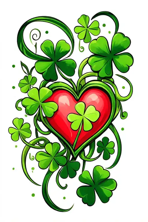shamrock and heart shape tattoo design idea
