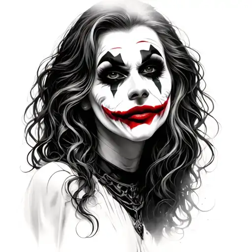joker girl black and white for females  tattoo design idea