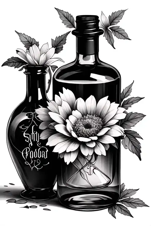 harrypotter potions with flowers tattoo design idea
