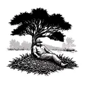 agave farmer resting underneath a tree tattoo design idea