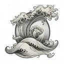 a super simple river wave, with Roman numerals of September 30, 2022 tattoo design idea