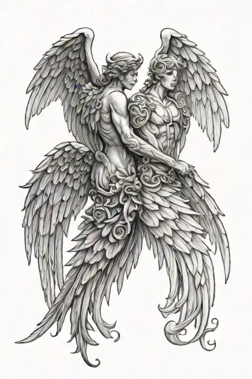 angel and devil wings tattoo design idea