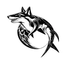 Fox x Shark moon tattoo design idea