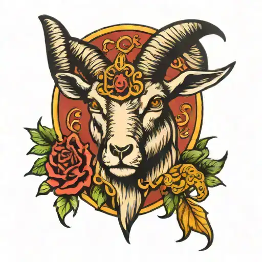 metal goat tattoo design idea