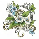 infinity symbol with morning glory with a date of birth and name Lillianne  tattoo design idea