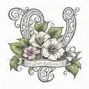 infinity symbol with morning glory with a date of birth and name Lillianne  tattoo design idea