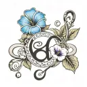 infinity symbol with morning glory with a date of birth and name Lillianne  tattoo design idea