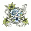 infinity symbol with morning glory with a date of birth and name Lillianne  tattoo design idea