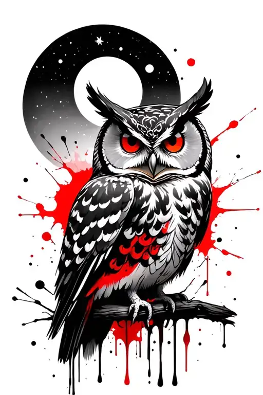 owl, night time, moon t tattoo design idea
