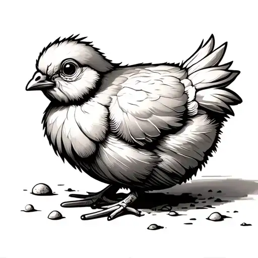 a yellow chick hatching from a chicken egg in an American traditional style using bold lines and make it colorful tattoo design idea
