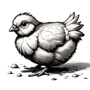 a yellow chick hatching from a chicken egg in an American traditional style using bold lines and make it colorful tattoo design idea
